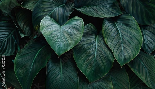 Wallpaper Mural abstract dark green leaves organic nature in a forest detail, tropical foliage plant, monstera leaf Torontodigital.ca