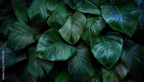 abstract dark green leaves organic nature in a forest detail, tropical foliage plant, monstera leaf