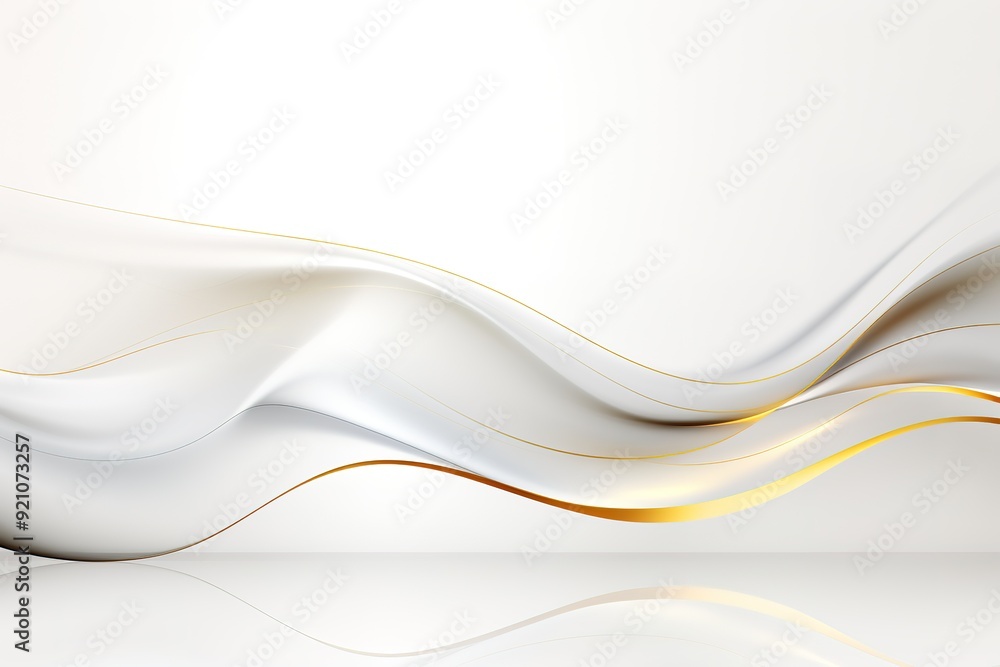 Abstract white and gold background with curved lines. Abstract white and gold background with curved lines.