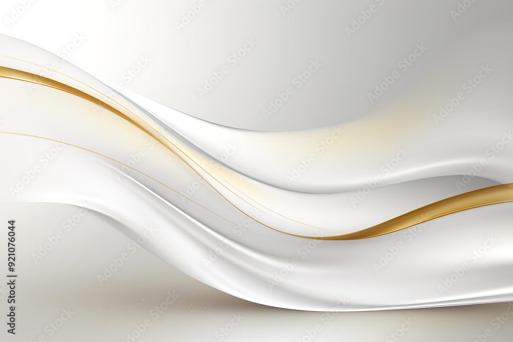 Abstract white and gold background with flowing curves. Abstract white and gold background with flowing curves.