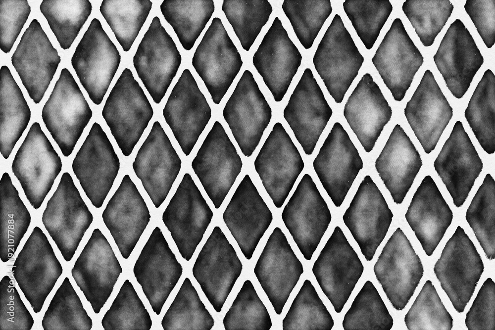 Naklejka premium Abstract bubbles snake fish animal drawing bold black white pattern scales ornament dots animalistic skin ink watercolor