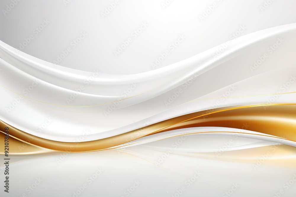 Abstract white and gold background with flowing lines. Abstract white and gold background with flowing lines.