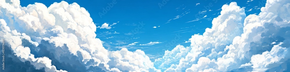 White fluffy clouds on blue sky in cartoon style. Abstract cloud background White fluffy clouds on blue sky in cartoon style. Abstract cloud background