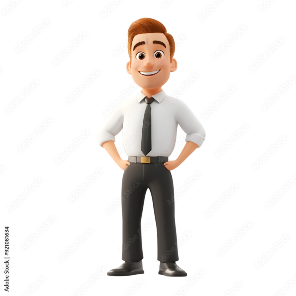 Happy smiling cartoon character business office isolated on transparent background Happy smiling cartoon character business office isolated on transparent background