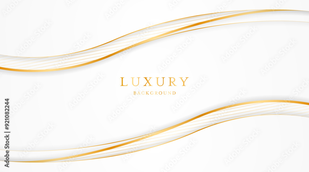 Obraz premium White background with elegant golden lines, use for template or cover. Elegant premium white background. vector illustration 