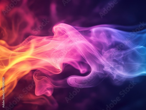 Abstract colorful smoke with swirling patterns, ethereal background