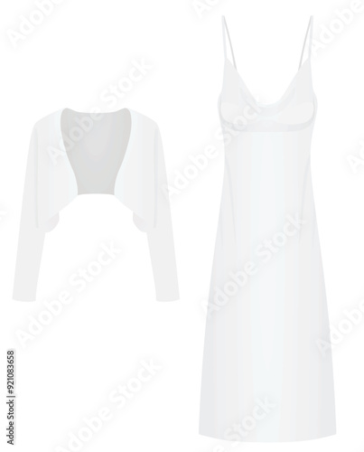 Bolero and dress. vector illustration