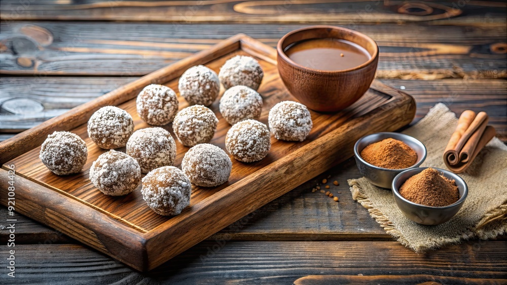 Unsweetened coconut energy bites with cocoa on a wooden tray , healthy, snack, coconut, energy, bites, cocoa, unsweetened Unsweetened coconut energy bites with cocoa on a wooden tray , healthy, snack, coconut, energy, bites, cocoa, unsweetened