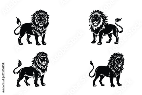 Silhouette lion collection  vector illustration set