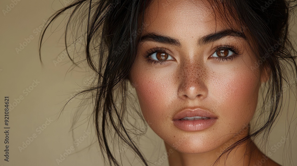 Beautiful young Asian woman with clean fresh skin on a beige background, Face care, Facial treatment, Cosmetology, beauty and spa, Asian women portrait. Beautiful young Asian woman with clean fresh skin on a beige background, Face care, Facial treatment, Cosmetology, beauty and spa, Asian women portrait.