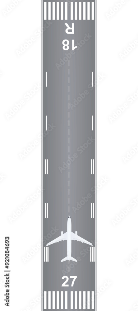 Obraz premium Airplane landing runaway. vector illustration