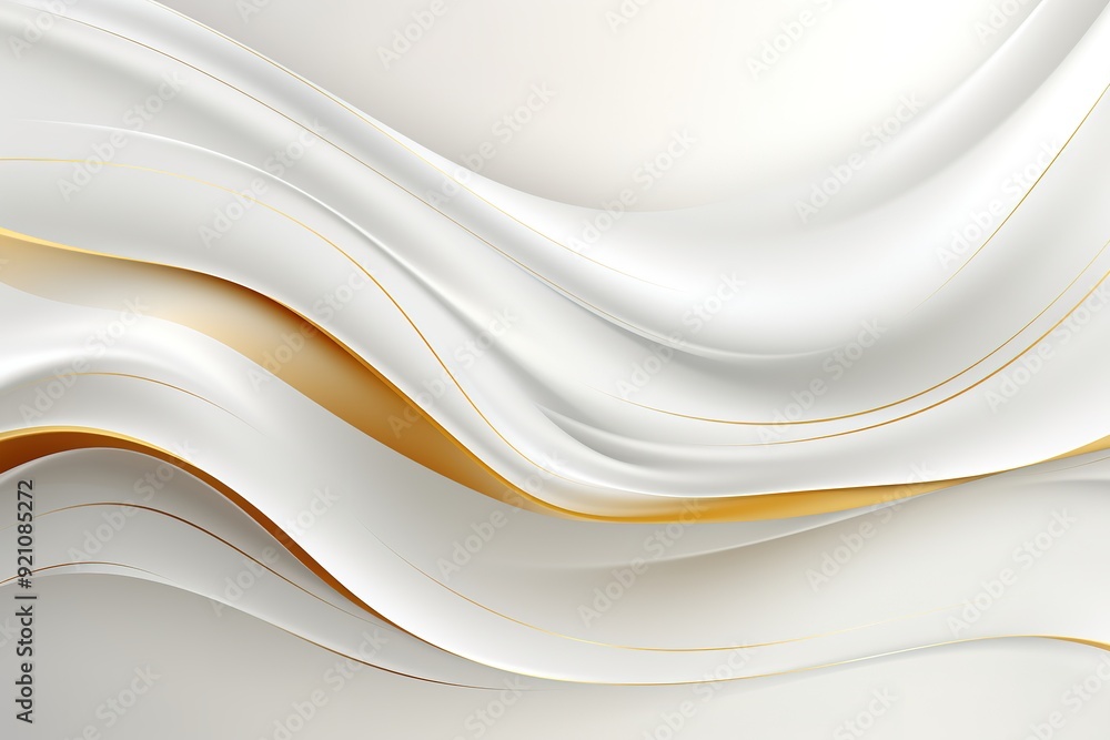 Abstract white and gold background with smooth, flowing curves. Abstract white and gold background with smooth, flowing curves.