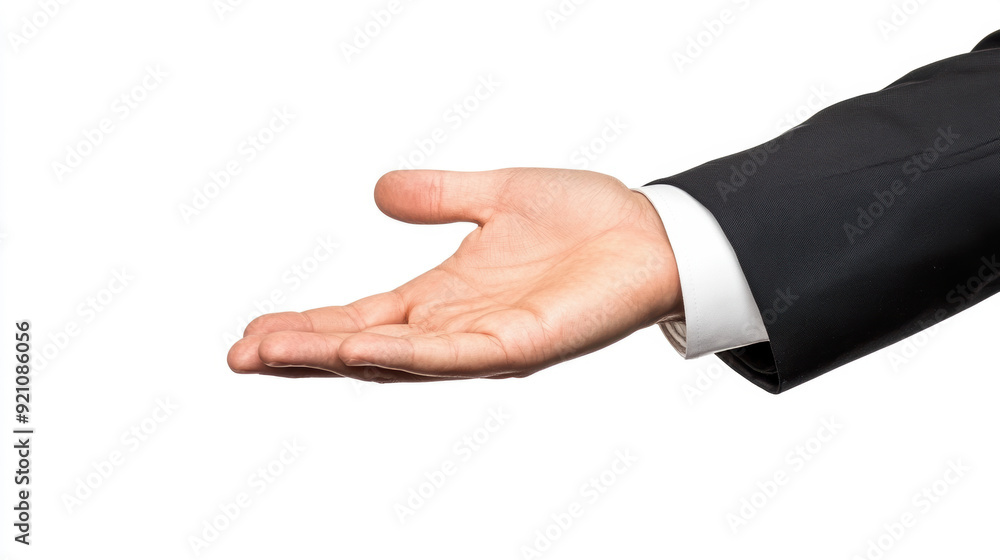 Businessman Wear suit empty hand closeup gesture mockup Empty hand gesture open hand Right hand isolated white background Businessman Wear suit empty hand closeup gesture mockup Empty hand gesture open hand Right hand isolated white background