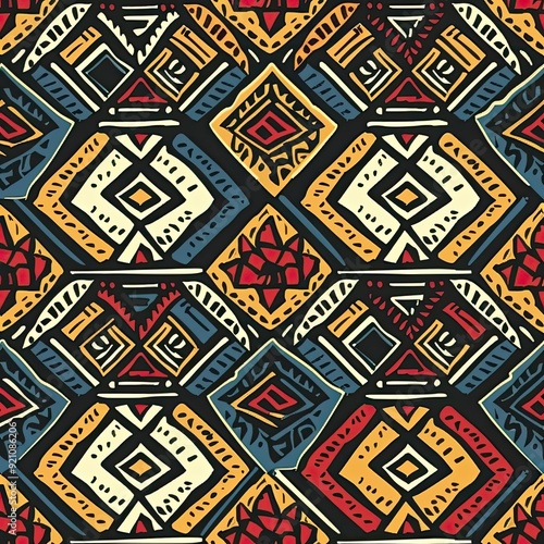 Wallpaper Mural Abstract Geometric Pattern with Red, Yellow, and Blue Shapes Torontodigital.ca