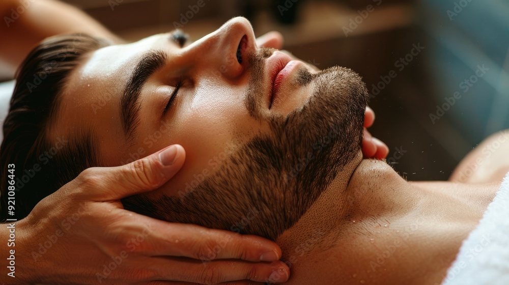 Man Receiving a Relaxing Face Massage