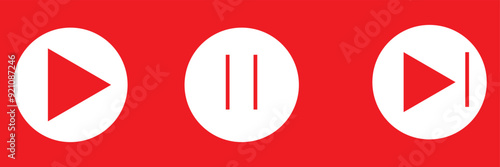 Set of play buttons icons. Play button. Video audio player. Vector illustration. Play buttons. Vector icons isolated on background white. Play button icon