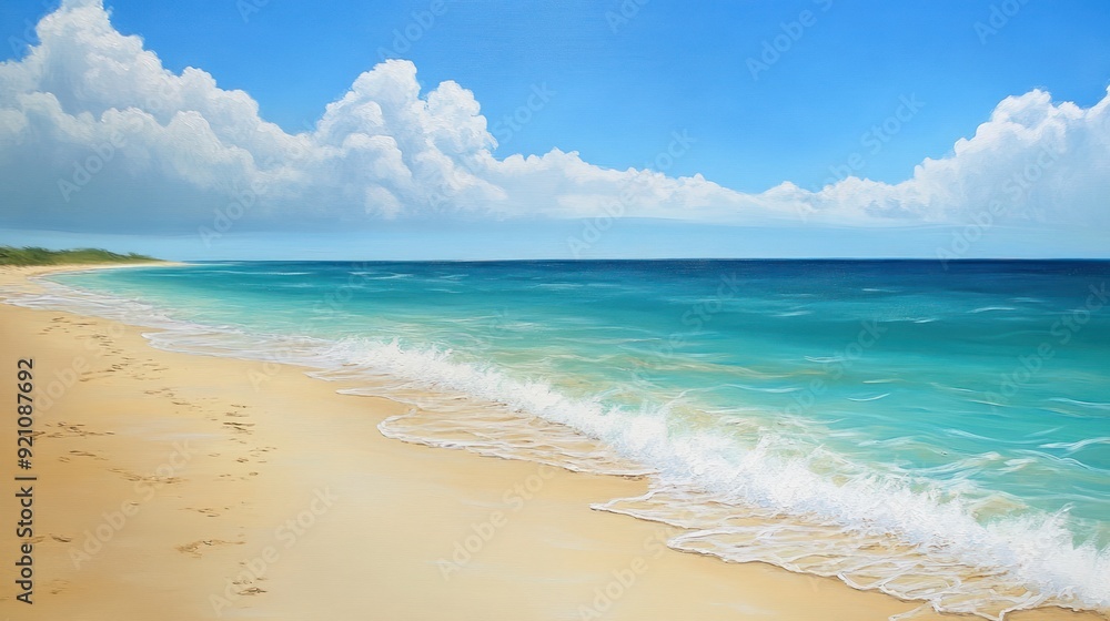 Serene Coastal Landscape with Sandy Beach and Turquoise Waters Serene Coastal Landscape with Sandy Beach and Turquoise Waters