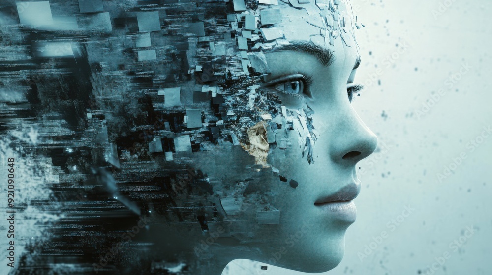Abstract Digital Art of Fragmented Female Face Abstract Digital Art of Fragmented Female Face