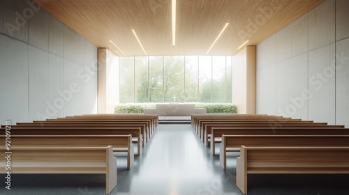 Minimalist Modern Church Interior with Natural Light