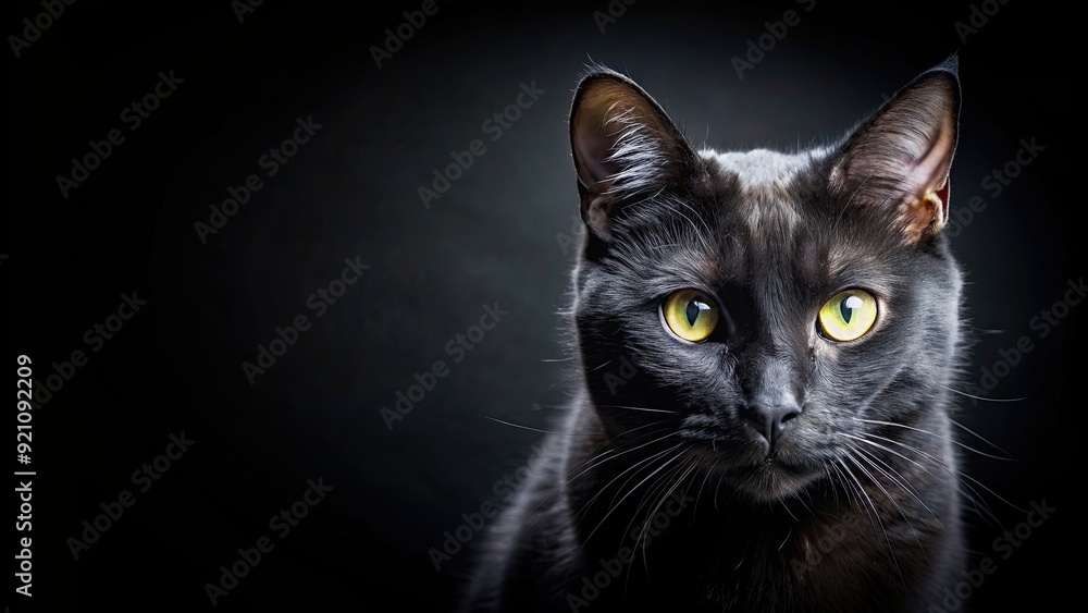 A black cat with piercing eyes gazes into the darkness, bathed in a sliver of light , black cat, gazing, darkness, light, pet A black cat with piercing eyes gazes into the darkness, bathed in a sliver of light , black cat, gazing, darkness, light, pet