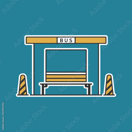 A flat vector illustration of bus stop isolated on background