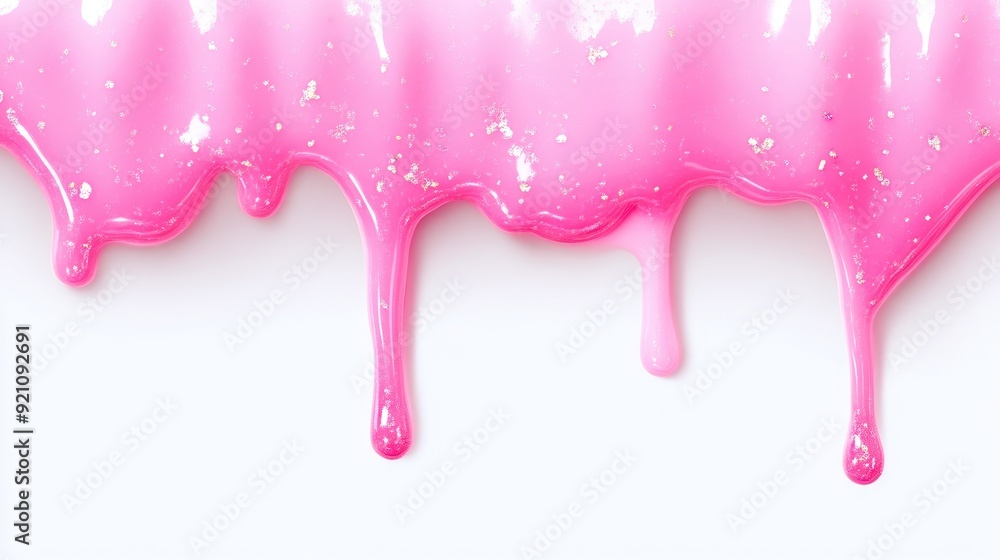 Flowing Pink Glitter Slime Isolated on White Flowing Pink Glitter Slime Isolated on White