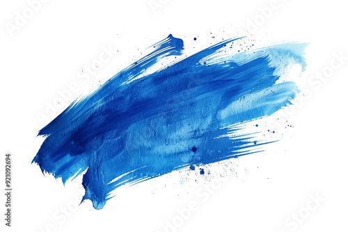 Blue paint brush stroke grunge texture, png file cut out and isolated on a transparent background, abstract art stock illustration image photo