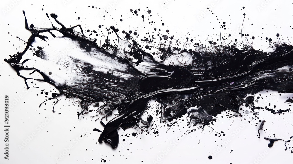 An abstract black splash, paint strokes, stain on a white background An abstract black splash, paint strokes, stain on a white background