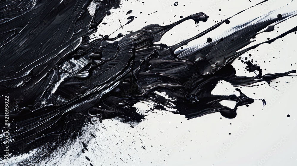 An abstract black splash, paint strokes, stain on a white background An abstract black splash, paint strokes, stain on a white background
