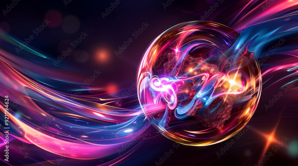 futuristic abstract neon energy ball with glowing lines futuristic abstract neon energy ball with glowing lines