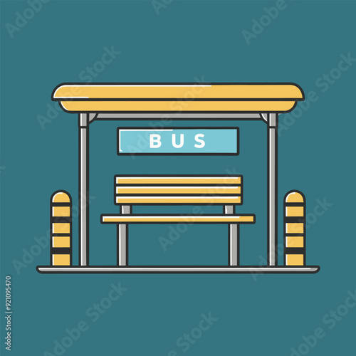 A flat vector illustration of bus stop isolated on background