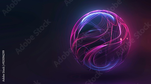 futuristic abstract neon energy ball with glowing lines