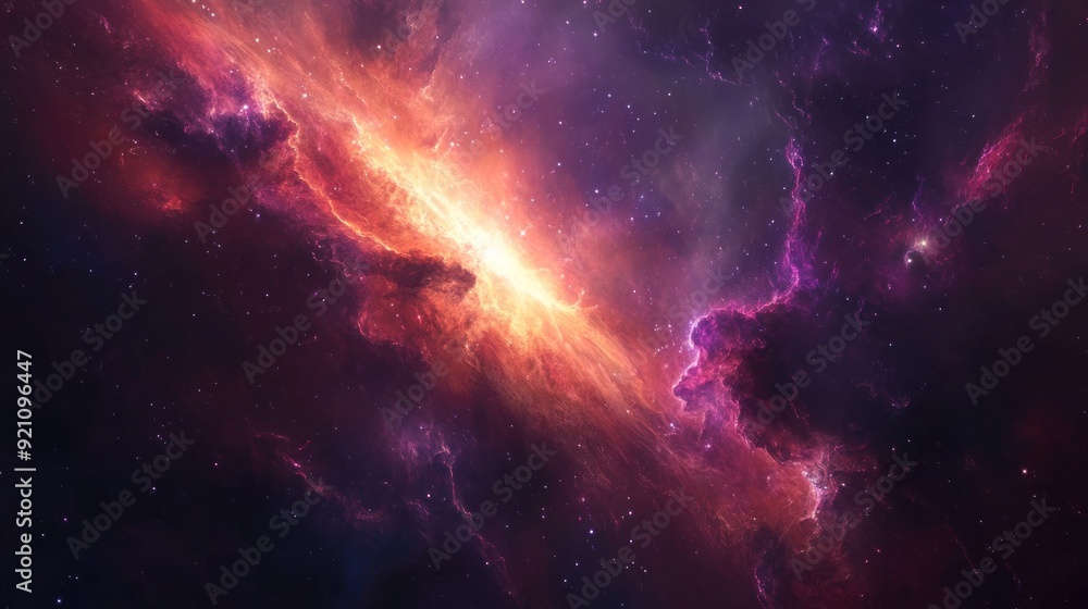 Cosmic Nebula with Swirling Gaseous Clouds and Stars Cosmic Nebula with Swirling Gaseous Clouds and Stars