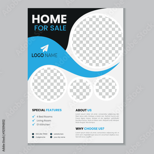 Real estate flyer template design and home sale banner layout design