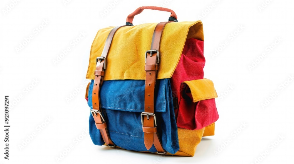Backpack isolated on white background. Children's school satchel, colored briefcase for teens Backpack isolated on white background. Children's school satchel, colored briefcase for teens