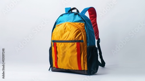 Backpack isolated on white background. Children's school satchel, colored briefcase for teens