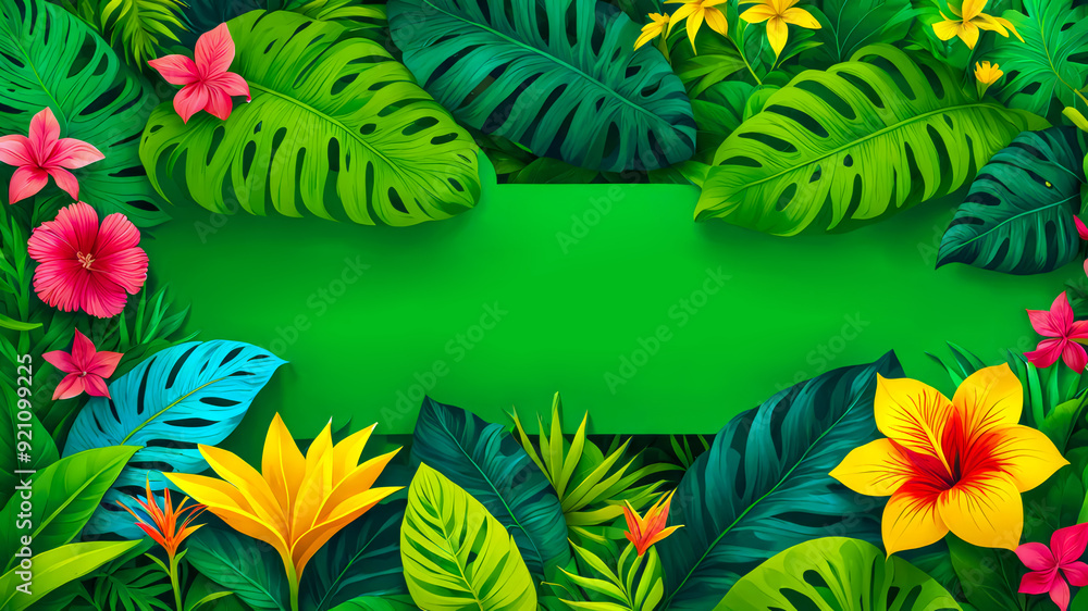 floral leaves frame banner with copy space for text floral leaves frame banner with copy space for text