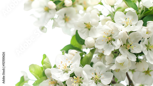 white cherry blossom, background of flowers. Gorgeous apple tree blossoms in springtime on white background.