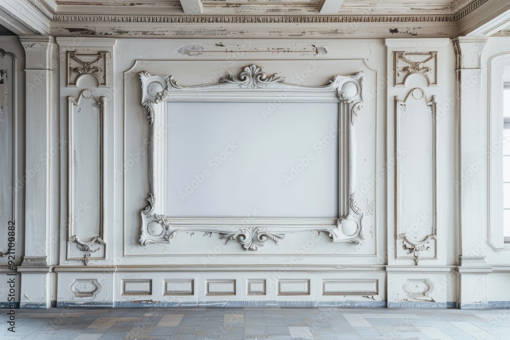 Obraz premium A large, empty frame with intricate detailing, AI generated