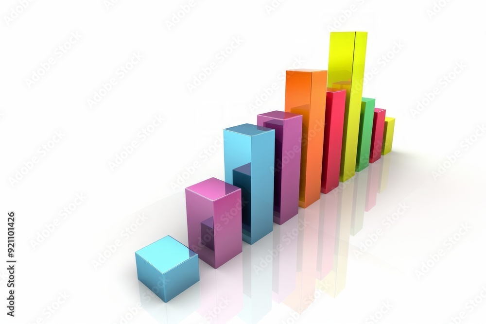 3D, bar graph, white background