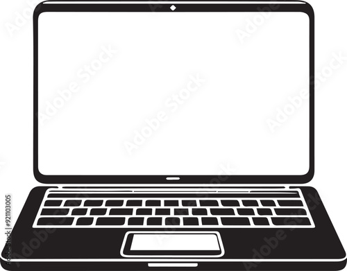 Laptop Vector Icon, Laptop Silhouette Design. EPS File 