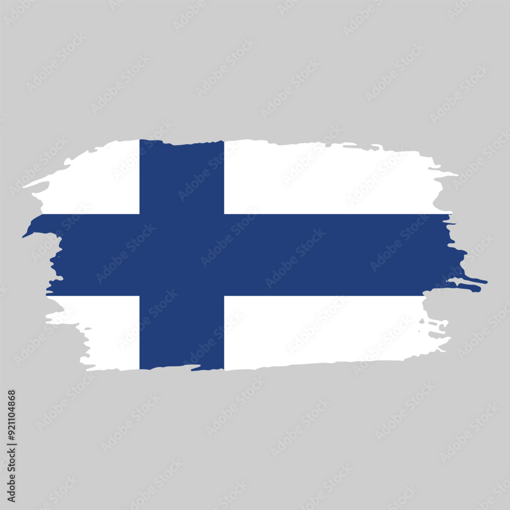 Brush painted national emblem of Finland country on white background Brush painted national emblem of Finland country on white background