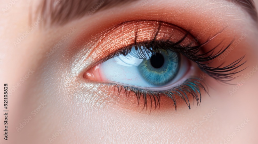 Obraz premium Beautifully applied eye makeup, highlighting the colors and techniques used