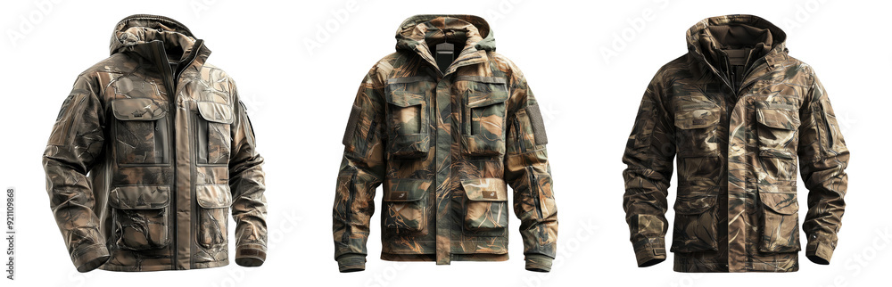 Camouflage jacket set isolated on transparent background Camouflage jacket set isolated on transparent background
