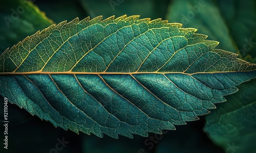 Close-Up of Backlit Leaf with Vibrant Green and Yellow Colors