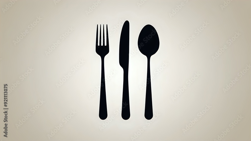 Simple minimalist illustration of fork, knife, and spoon. Simple minimalist illustration of fork, knife, and spoon.
