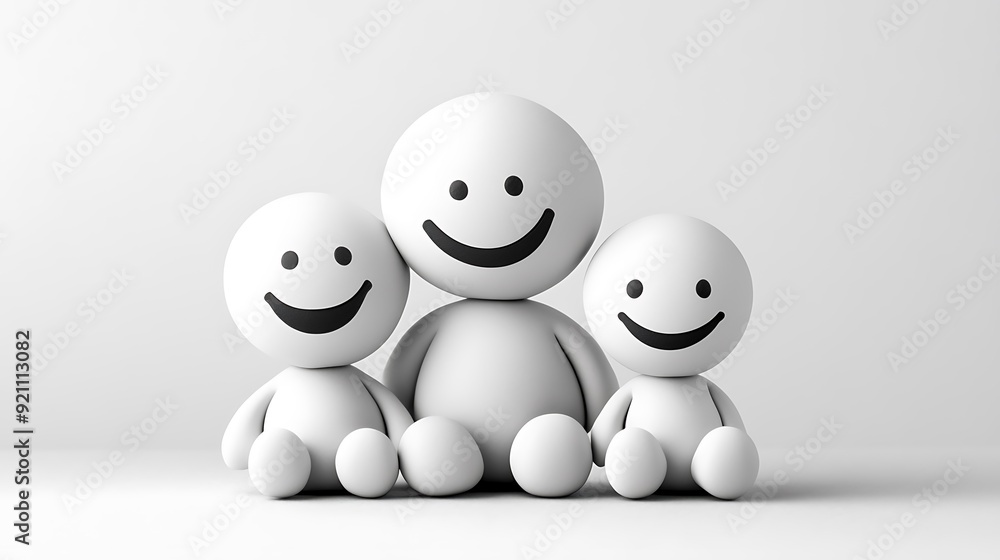 Simple Family Unity in Monochrome with Emoji Element Simple Family Unity in Monochrome with Emoji Element
