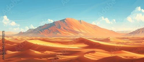 the rolling sand dunes of a desert during golden hour, with long shadows and warm hues. desert dunes at golden hour