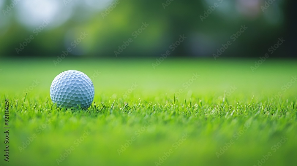 Obraz premium Close-Up of a Golf Ball on Green Grass