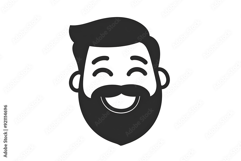 Minimalist Black and White Icon of Man With Beard Emoji Minimalist Black and White Icon of Man With Beard Emoji